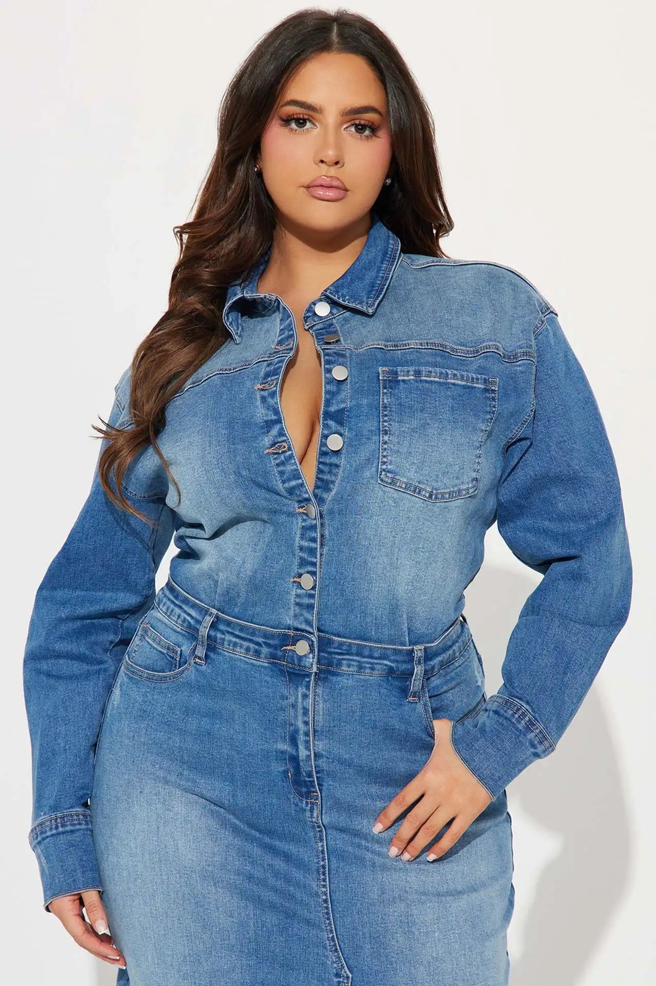 Spring Sexy Split Maxi Dress Fashion Lady Club Streetwear Jean Dress