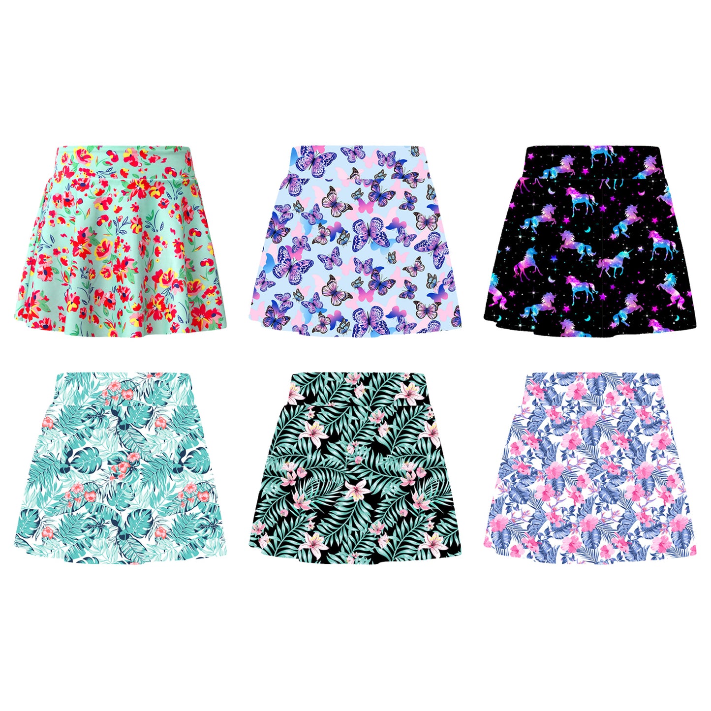 Kids Girls Swim Skirts Elastic Waistband Colorful Print Swim Skirts for Bathing Pool Beach Swimming Sport Wear Girl Teen 4-16Y