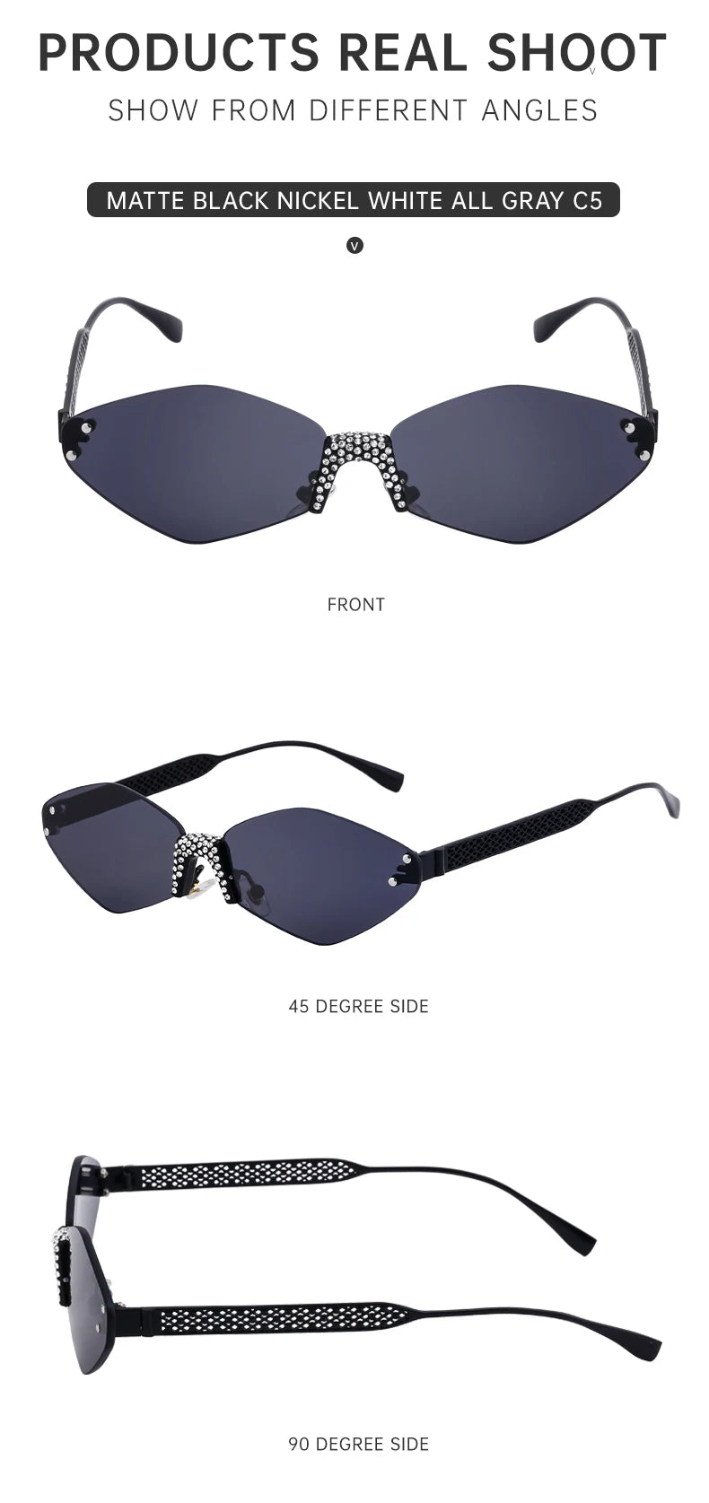 Small Metal Frame Hexagon Rimless Sunglasses Women 2025 Luxury Brand Design Polygon Sun Glasses For Ladies Retro Eyewear Shades