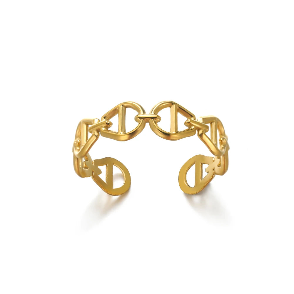 Stainless Steel Luxury Gold Color Rings for Women
