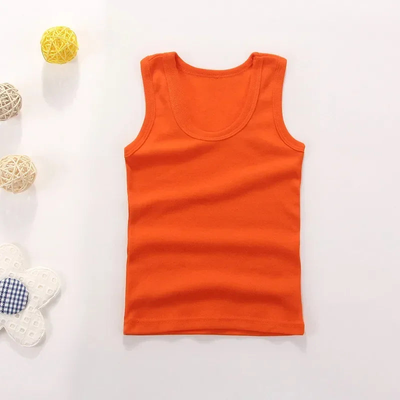 Children Vests T-shirts Summer Boys Girls Cotton Sports Tops