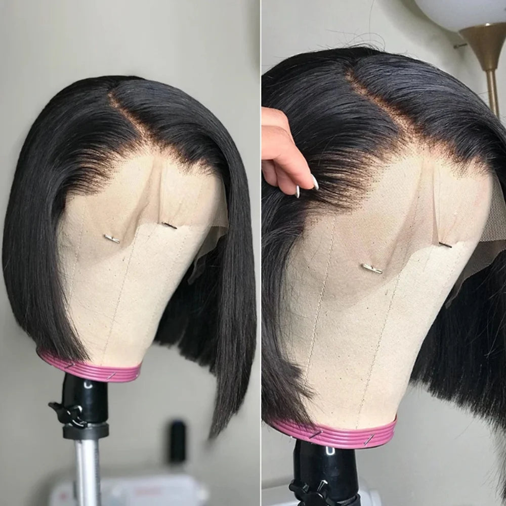 Dark Purple Bob Wig Human Hair 13x4 Hd Lace Front Wigs Human Hair 180% Density Glueless Wigs Short Cut Straight Bob Wigs