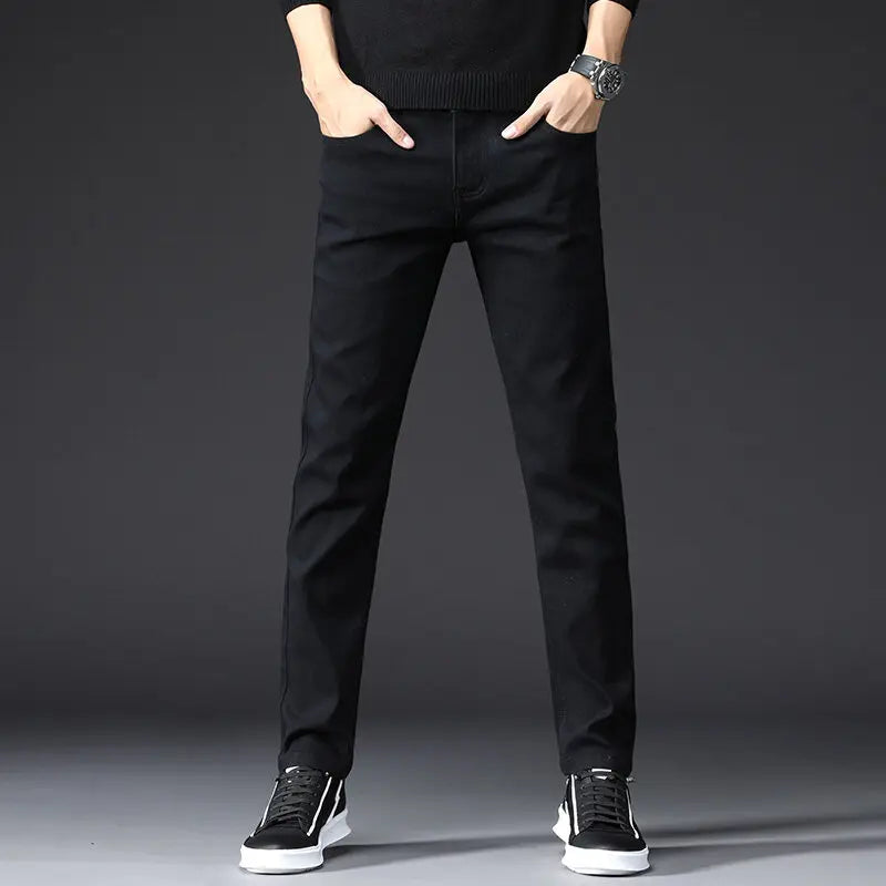 Slim Boys Blue Jeans, Black Men's Fashion Casual Trousers, Gray Denim Pants, Asian Size 28-38, Men Jean
