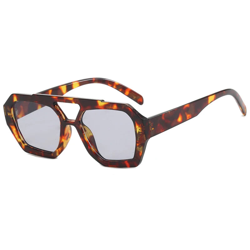 Vintage Square Sunglasses Thick Frame Double Bridge