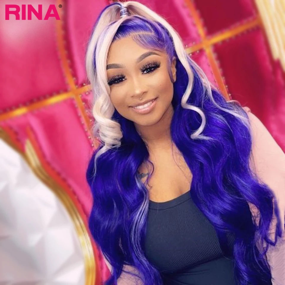 613 Purple 180 Density Body Wave Lace Front Wig Pre plucked Transparent Lace Wig 13x4 Lace Frontal Human Hair Wigs For Women