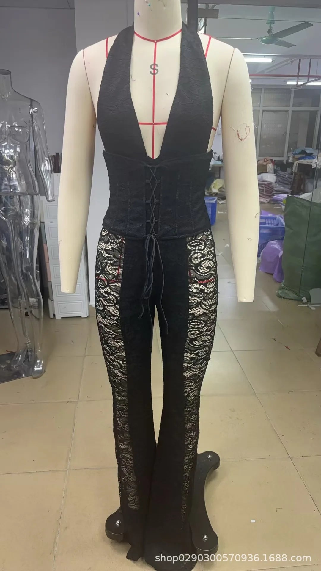 Sexy Lace Tops Two Piece Pant Set 2025 Women Summer Elegant Luxury Clothes Club Wear Halter Corsets 2 Piece Pant Sets Outfits