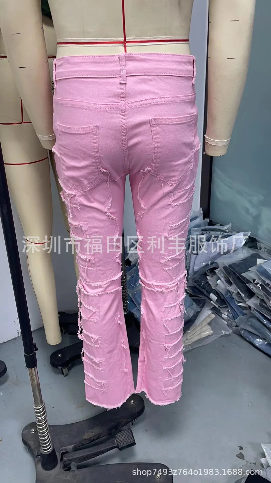 2024 Spring Summer New Men's Clothing Fashion Solid Color Elastic Patch Denim Straight-Leg Pants Jeans