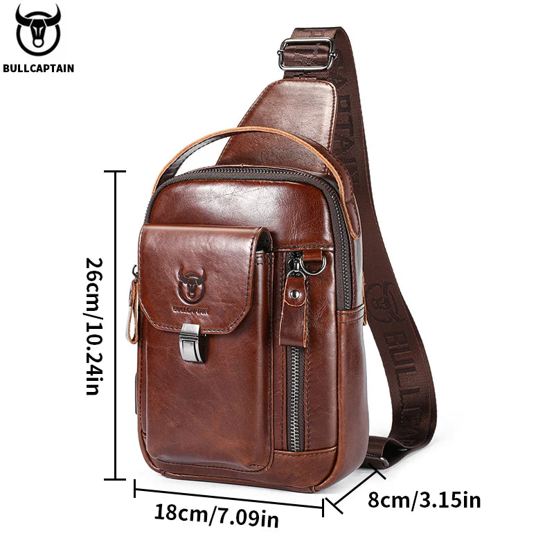 BULLCAPTAIN Men's Leather Chest Bag