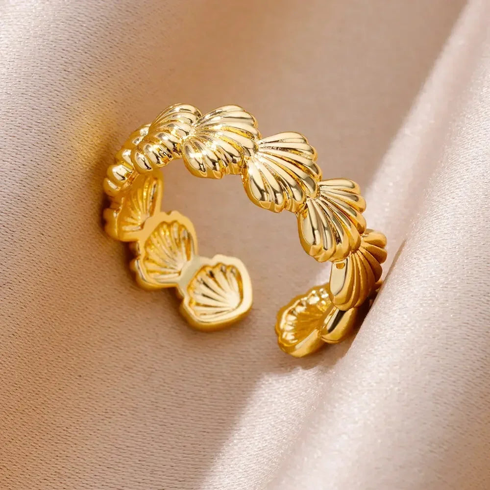 Women's Stainless Steel Heart Ring Gold Waterproof