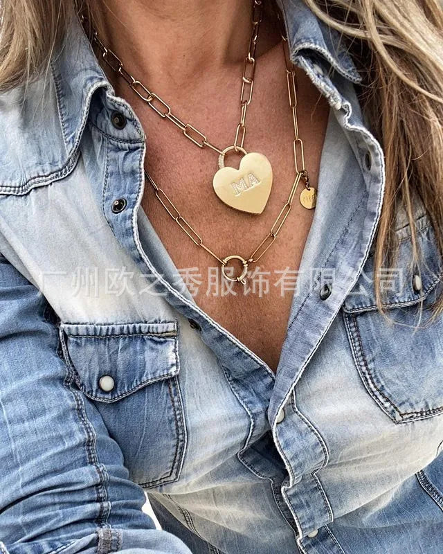 Shirt for Women Autumn Blouses Denim Single Breasted Spring Blue Casual Loose Work Shirts Slim Fit Sexy Elegant Y2k Tops 2025