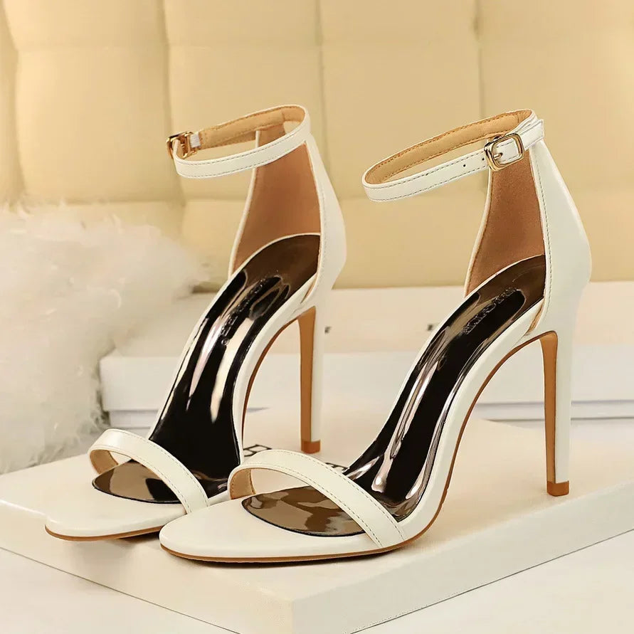 Women Sexy Club 10cm High Heels Stripper Gladiator Holiday Sandals Lady Daily Ankle Strappy Red Khaki Nightclub Dress Sandles