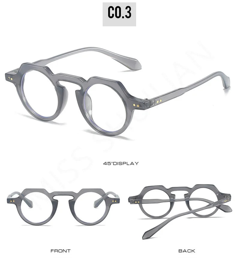 Ins Popular Fashion Small Round Sunglasses Women Retro Rivets Decoration Shades Eyeglasses UV400 Men Clear Lens Sun Glasses 2025