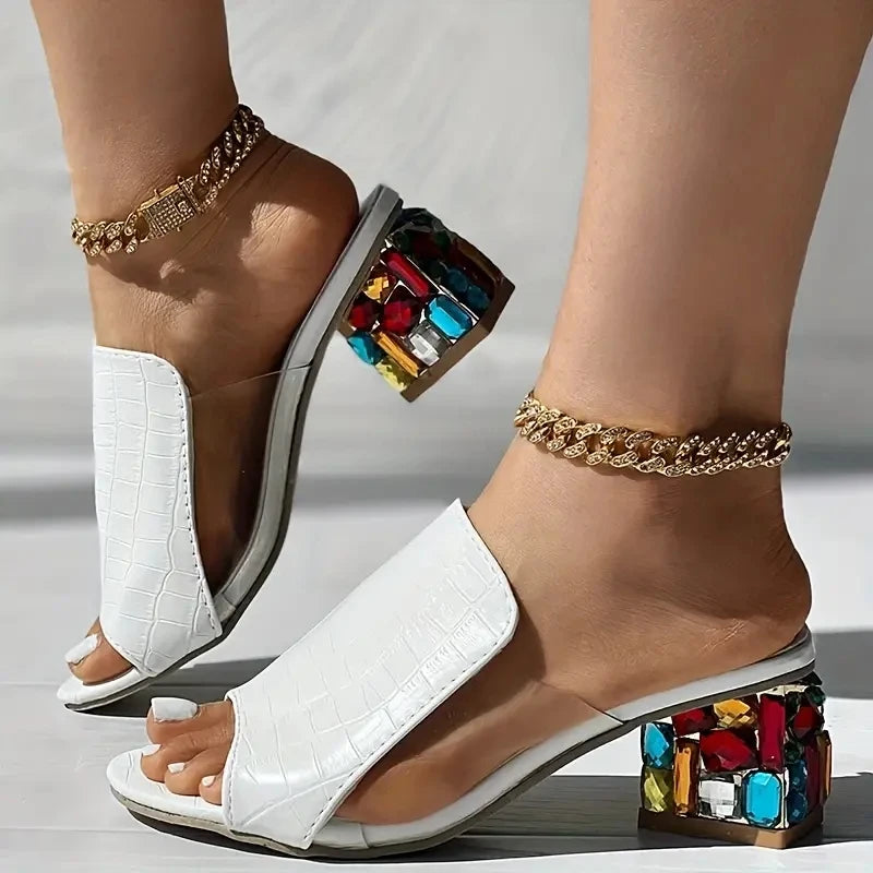 New Spring Summer Open Toe Women Crystal Sandals
