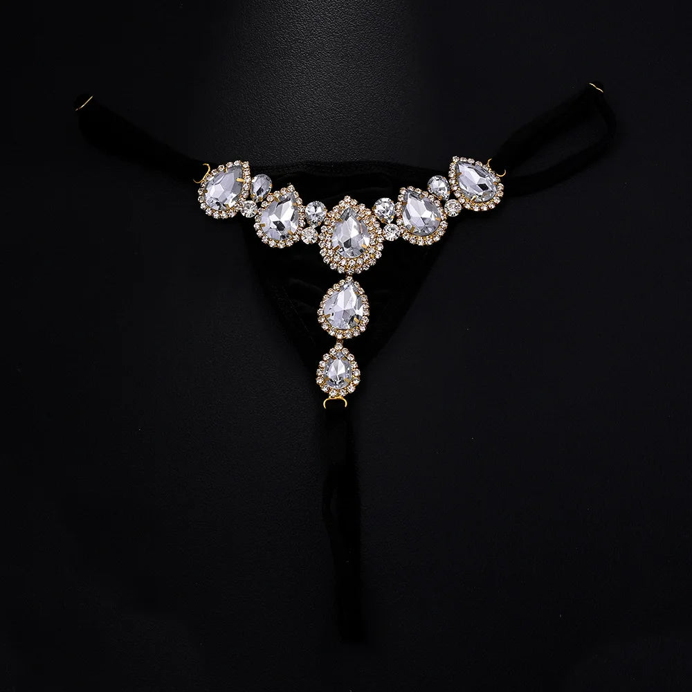 Stonefans Sexy Geometry Thong Women Underwear Low-Waist Lingerie 2025 Fashion Belly Crystal Briefs Panty Panties G-String Waist