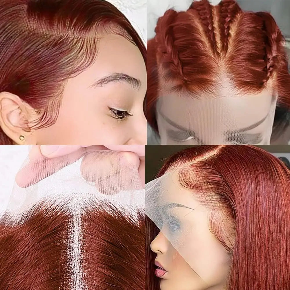 Dark Purple Bob Wig Human Hair 13x4 Hd Lace Front Wigs Human Hair 180% Density Glueless Wigs Short Cut Straight Bob Wigs