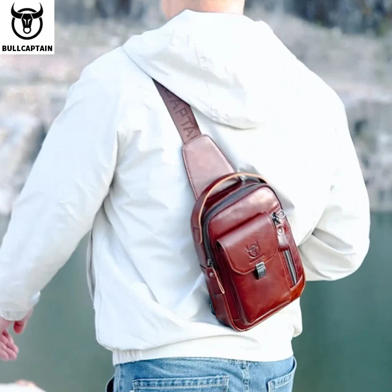 BULLCAPTAIN Men's Leather Chest Bag