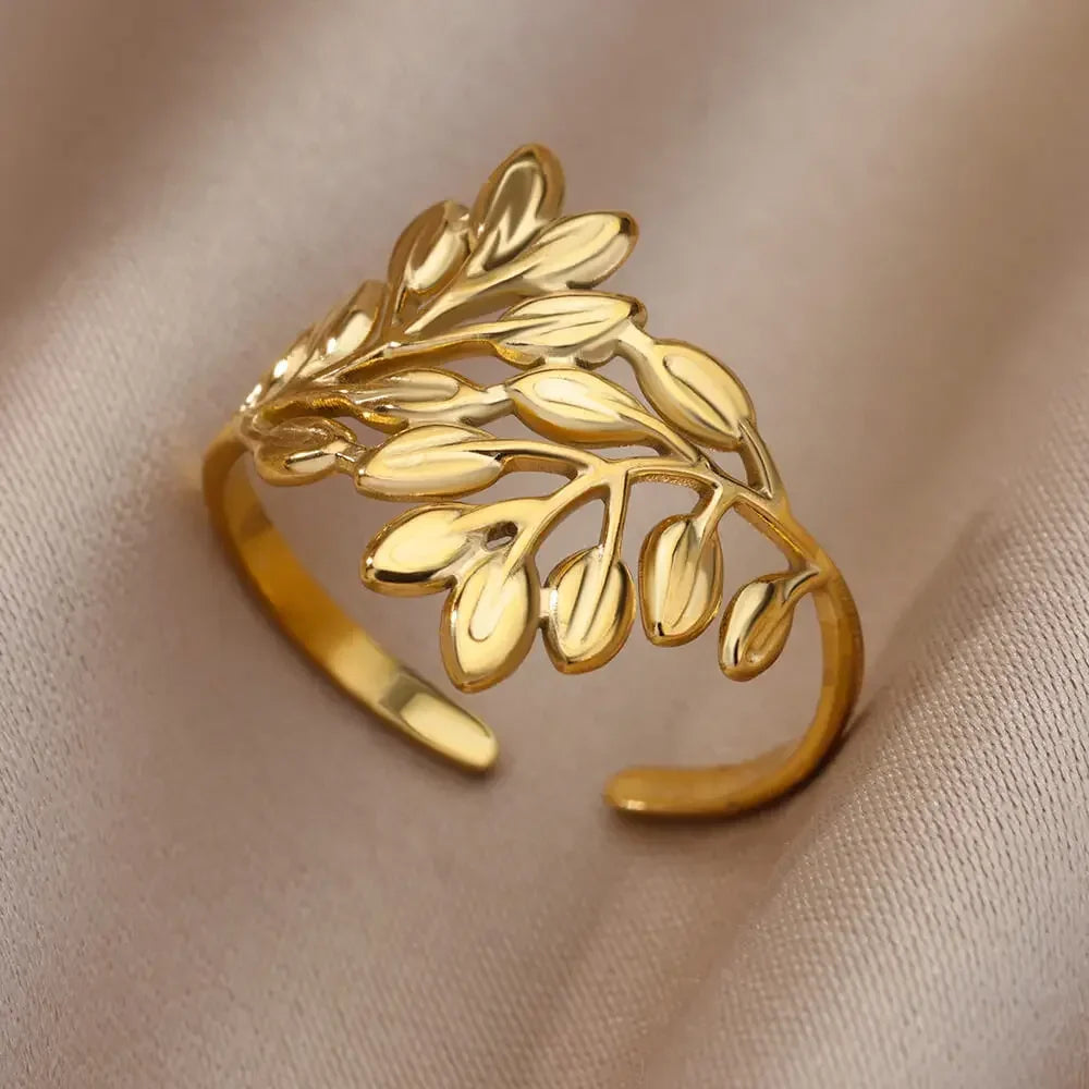 Women's Stainless Steel Heart Ring Gold Waterproof