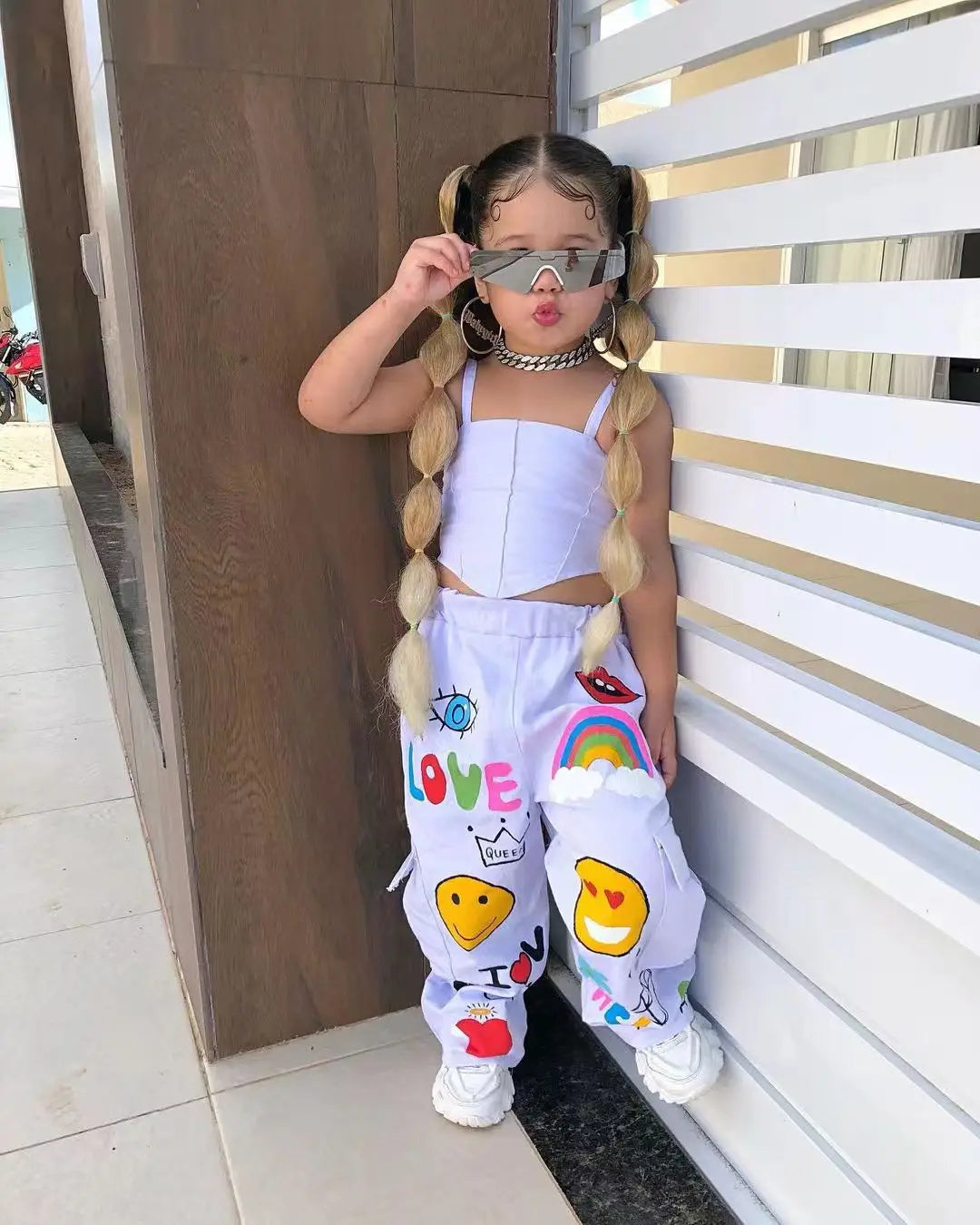 Clothes 2 Pcs Set Summer Suspender Top + Long Pants