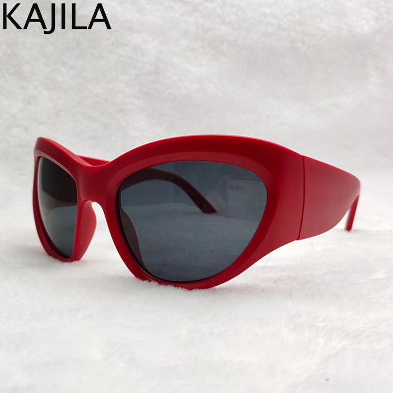 Cyber Y2K Punk Sport Cat Eye Sunglasses Women 2025 Luxury Brand Retro 2000's Wrap Around Sun Glasses Lady UV400 Eyewear Shades