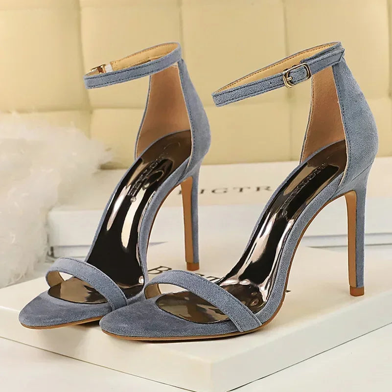 Women Sexy Club 10cm High Heels Stripper Gladiator Holiday Sandals Lady Daily Ankle Strappy Red Khaki Nightclub Dress Sandles