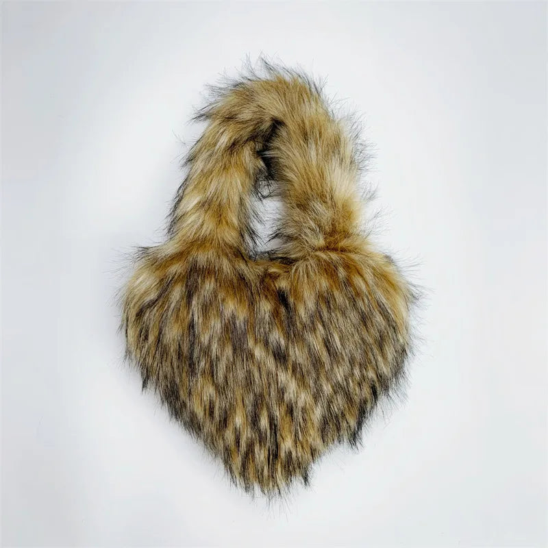 Fluffy Plush Heart Shaped Women bags