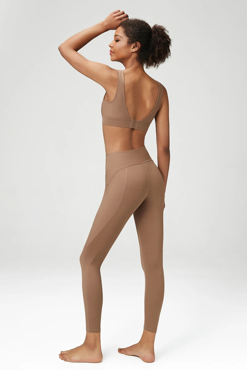 2/3 Pieces Fitness Yoga Set Women Solid Color Stretch Athletic Suit Sexy Bra Zipper Jacket High Waist Leggings Female Sportswear