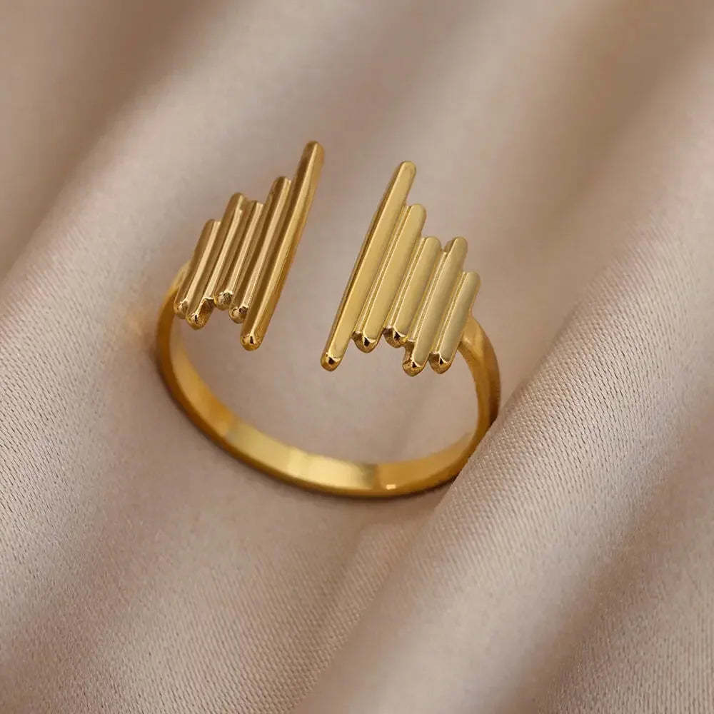 Women's Stainless Steel Heart Ring Gold Waterproof
