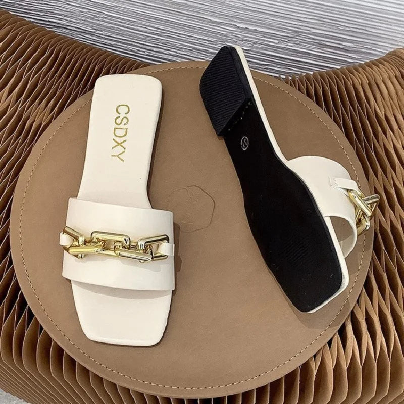 High Quality Purse And Chain Flat Sandals Sets