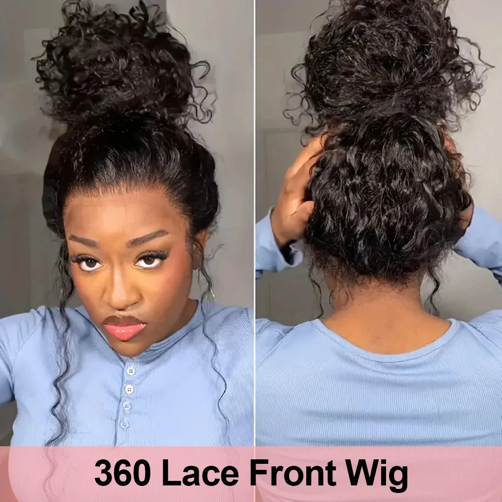 Curly 360 Lace Front Human Hair Wigs 250 Density Brazilian Deep Wave 40 Inch 13x6 HD Lace Frontal Wig 100% Human Hair Preplucked