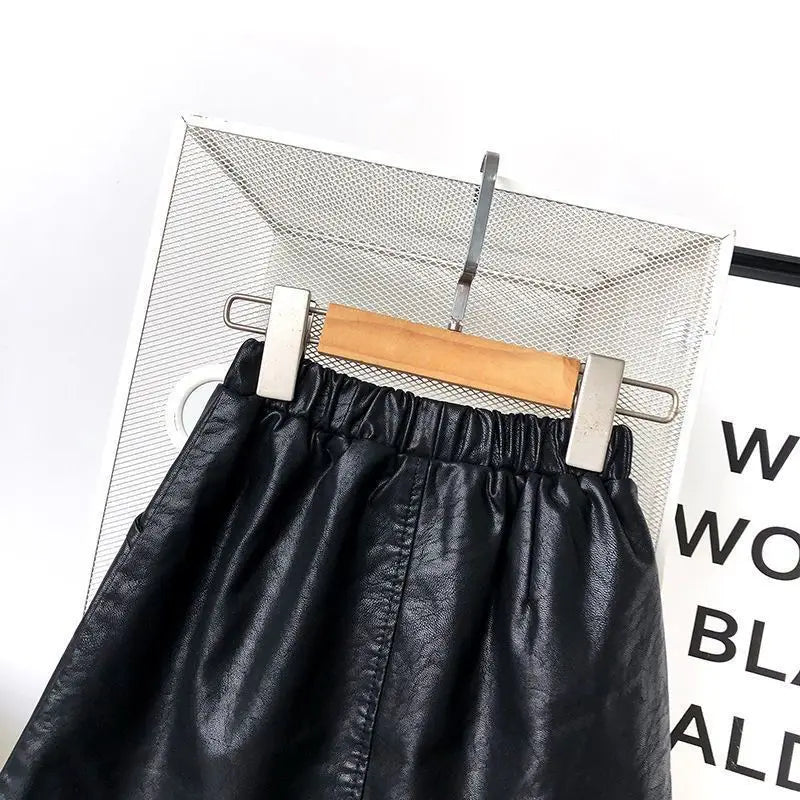 2025 new spring autumn Girls Kids leather PU zipper skirt comfortable cute baby Clothes Children Clothing
