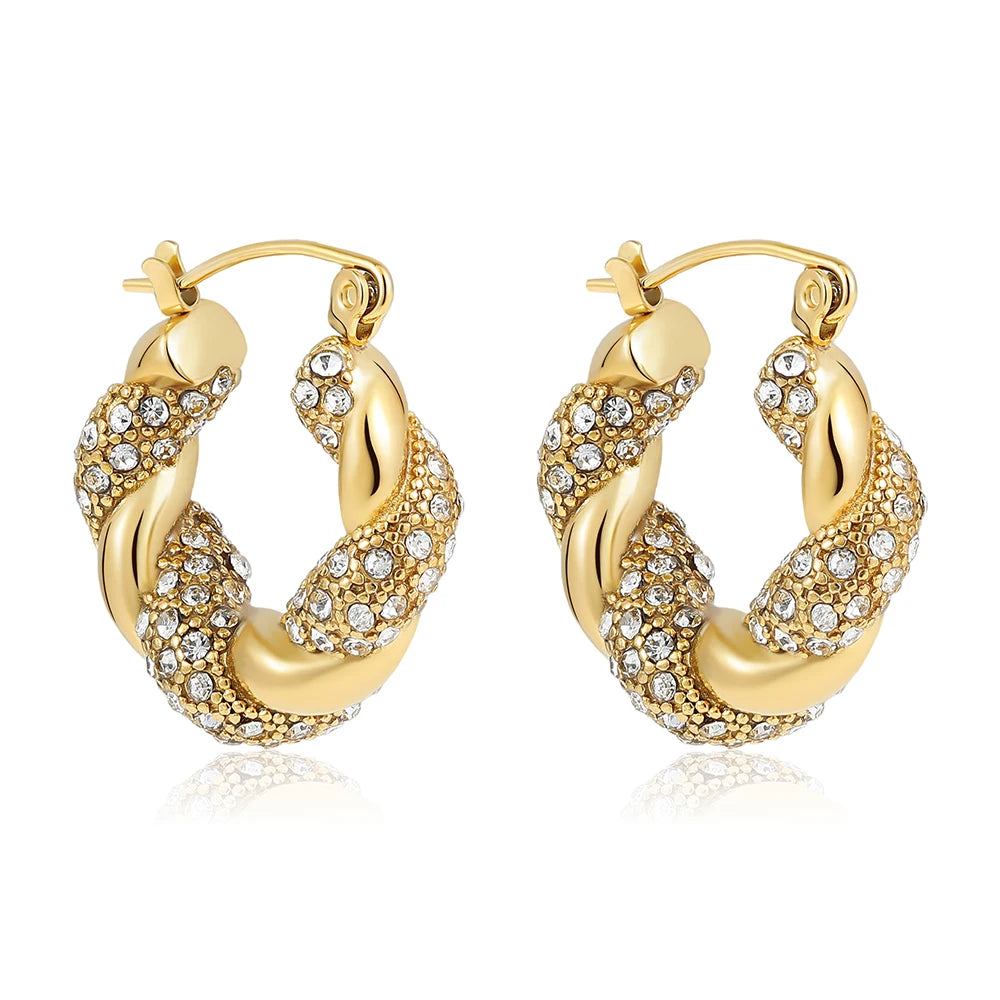 Zircon Round Huggie Hoop Earrings