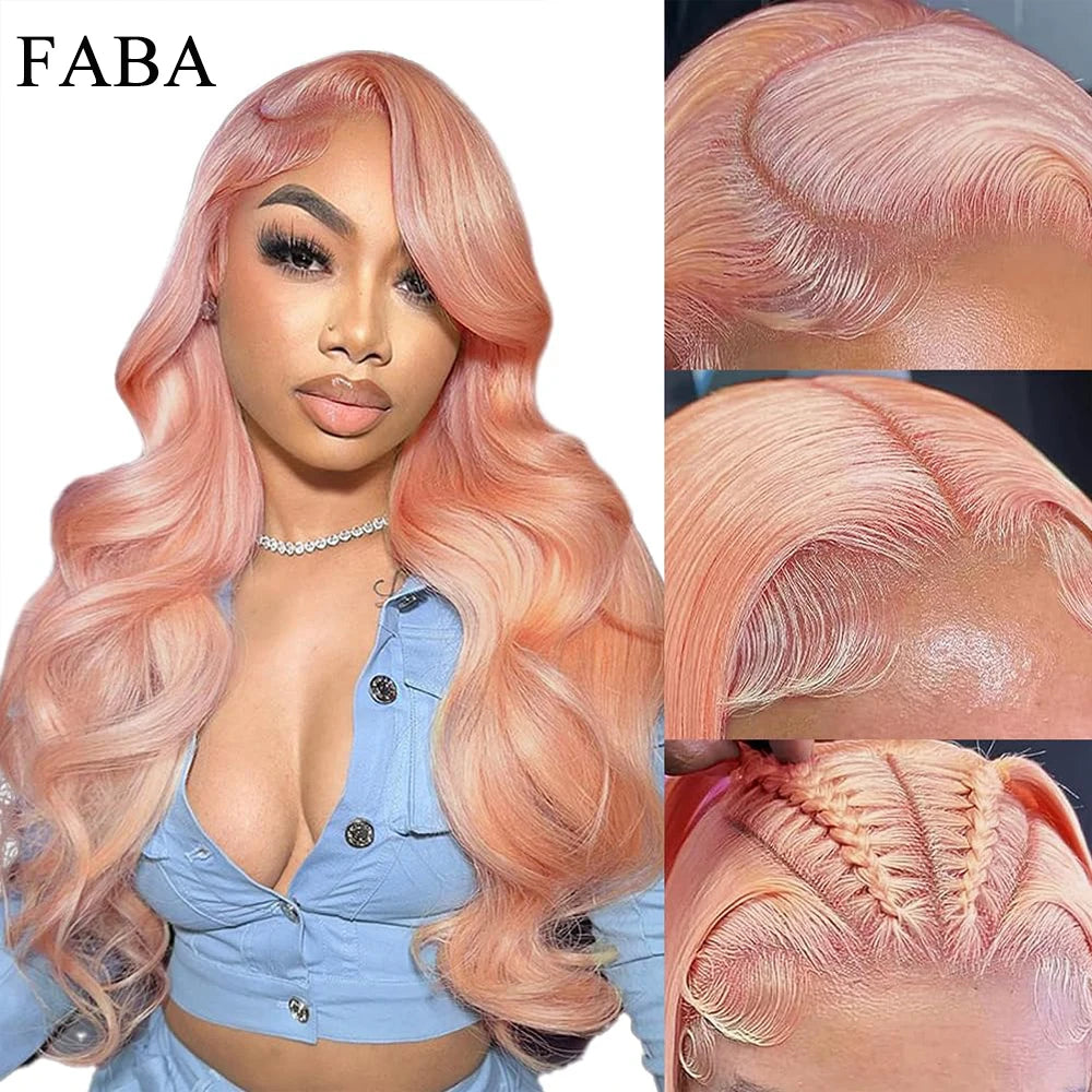FABA Baby Pink Lace Front Human Hair Wig Body Wave Human Hair Wigs 13x4 Lace Frontal Wig Human Hair with Baby Hair For Women