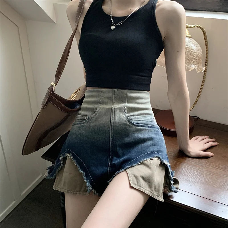 High-waisted Denim Shorts for Women Loose New Spring and Summer Thin Wide-leg Hot Girl Looks Slim A-line Super