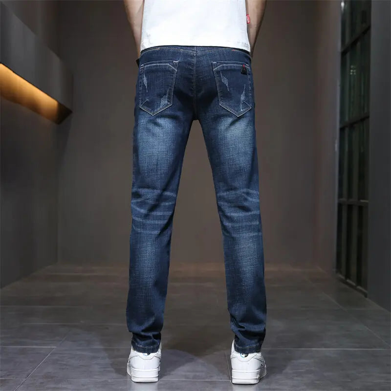 Slim Boys Blue Jeans, Black Men's Fashion Casual Trousers, Gray Denim Pants, Asian Size 28-38, Men Jean