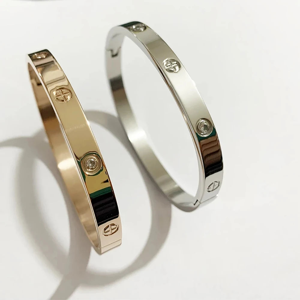 Gold Color Zircon And Cross Nut Nail Bracelet