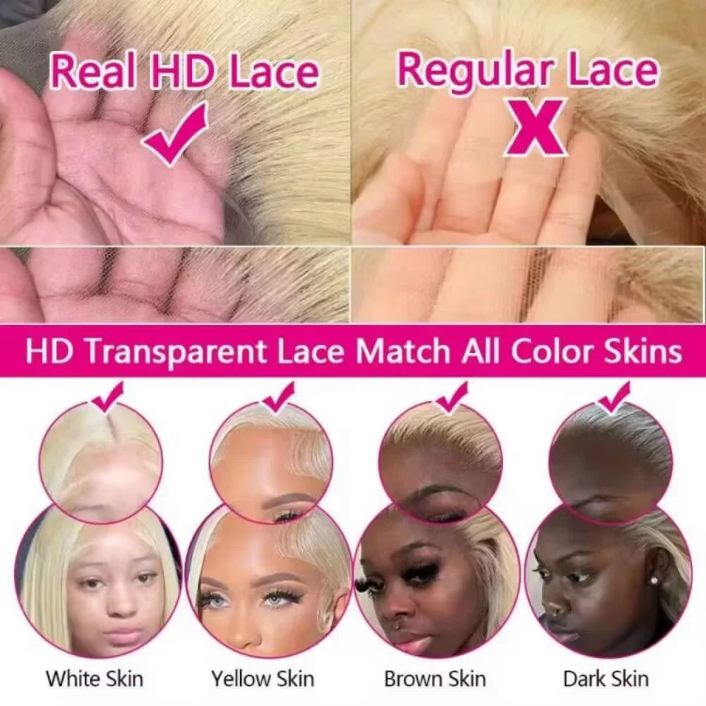 40 inches 613 Honey Blonde Body Wave Wigs 13x6 HD Lace Frontal Human Hair Wigs 13x4 Lace Front Wig Water Wave Pre Plucked