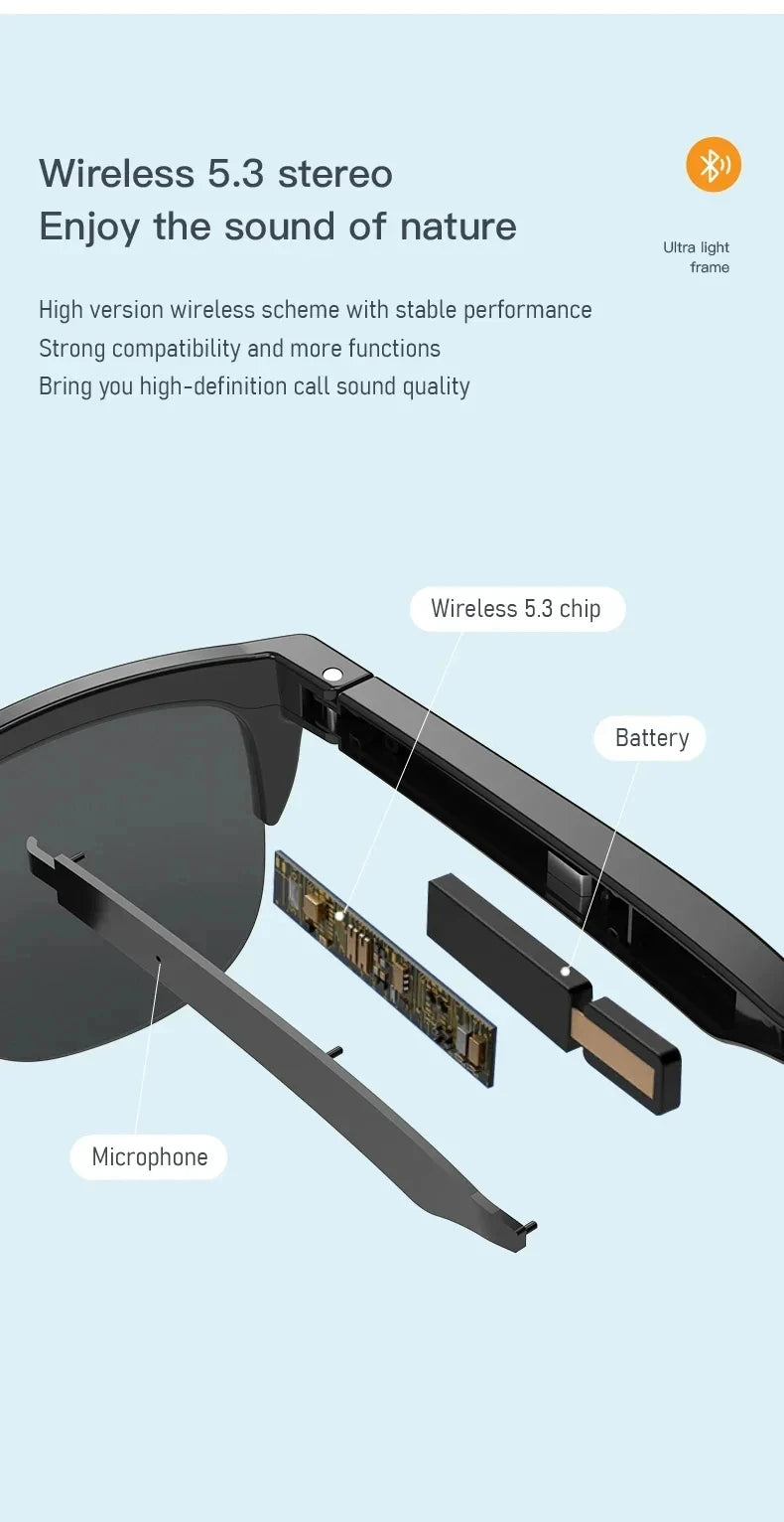 Smart Sunglasses Glasses Bluetooth Call Outdoor Sports Headphones HIFI Blue Light Waterproof Anti-UV For Men And Women