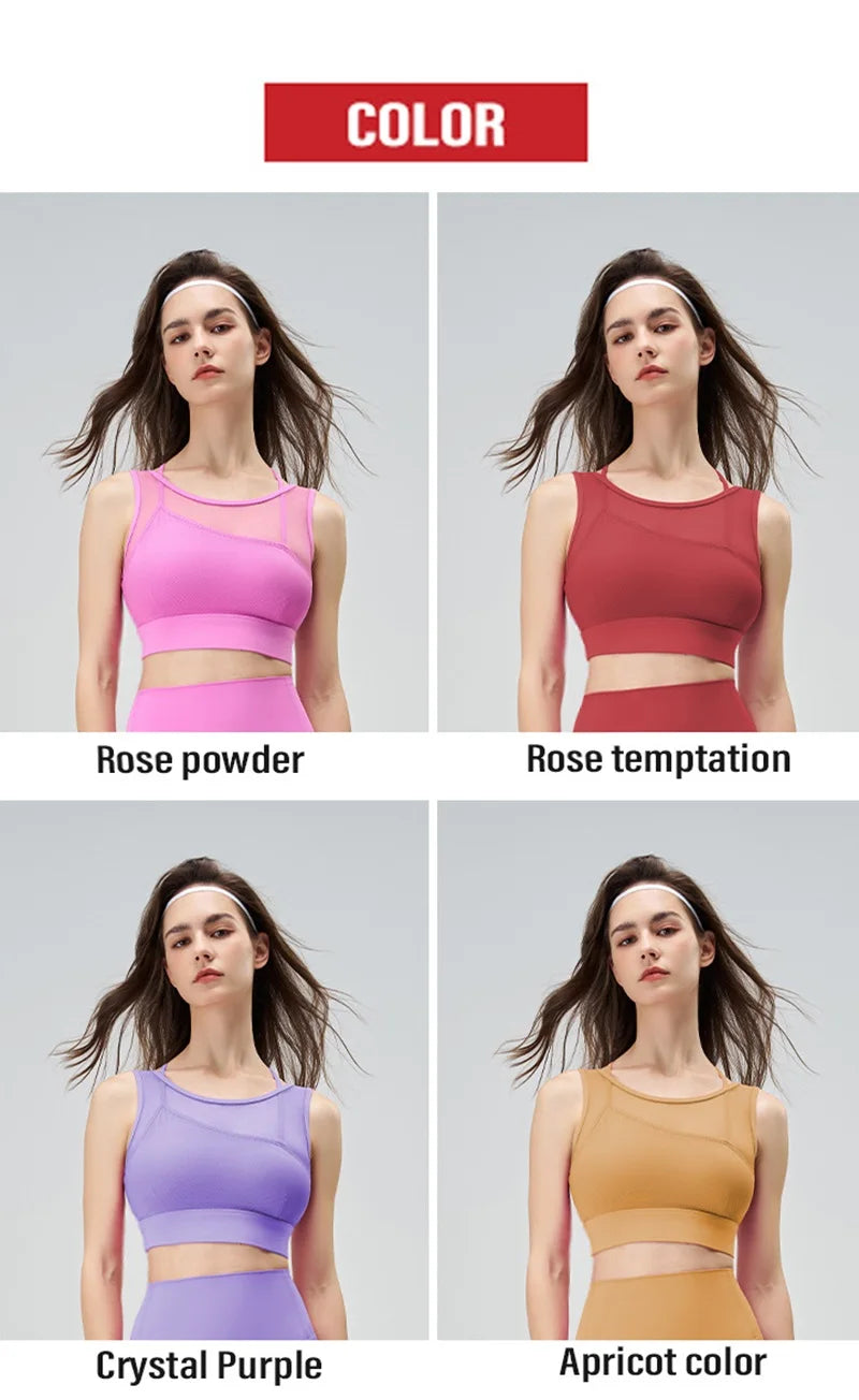Cloud Hide SEXY Mesh Sports Bra Fitness Underwear Yoga Crop Tank Top HOT Girl Vest Athletic Shockproof Shirt Running Sportswear