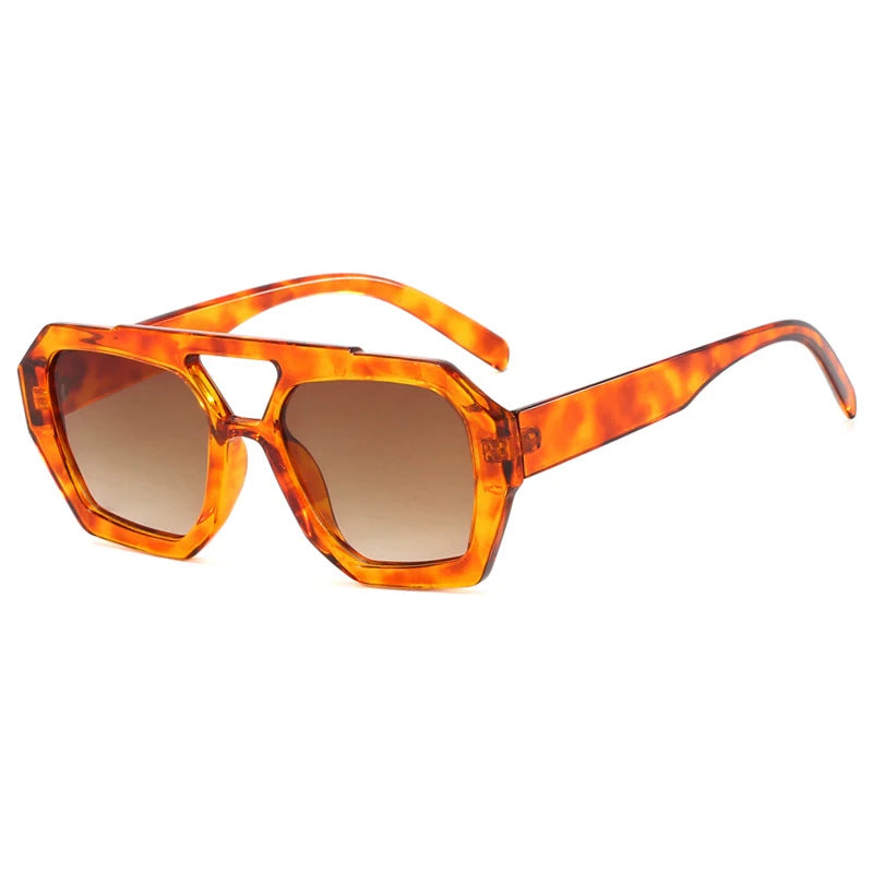 Vintage Square Sunglasses Thick Frame Double Bridge