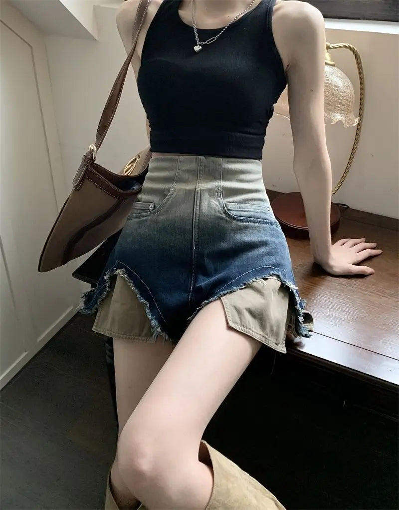 High-waisted Denim Shorts for Women Loose New Spring and Summer Thin Wide-leg Hot Girl Looks Slim A-line Super
