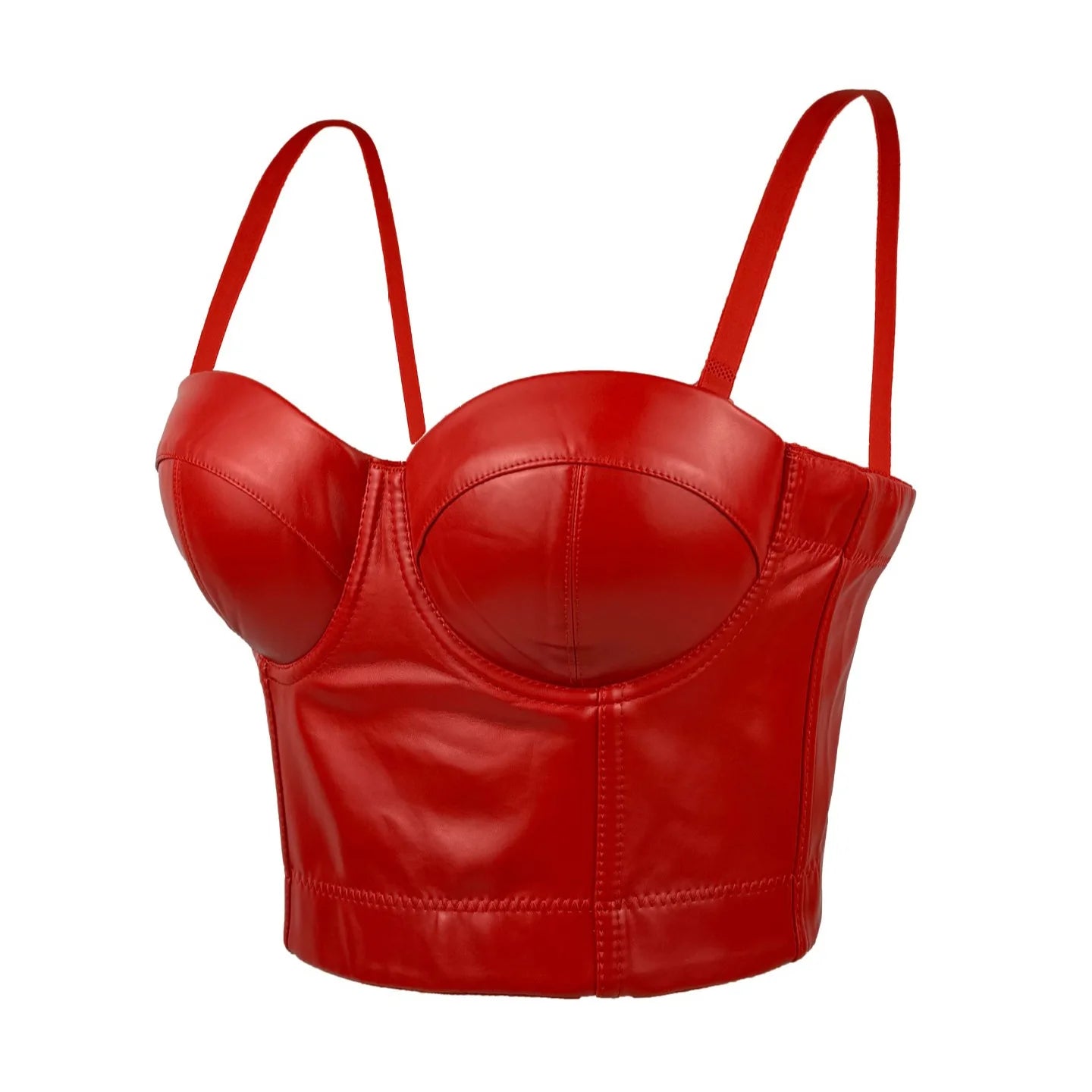 Women's Corset Punk Goth Leather Bustier Crop Top Party Clubwear Sexy Tops with Bra Korset Lingerie Female Clothing 2025 Summer