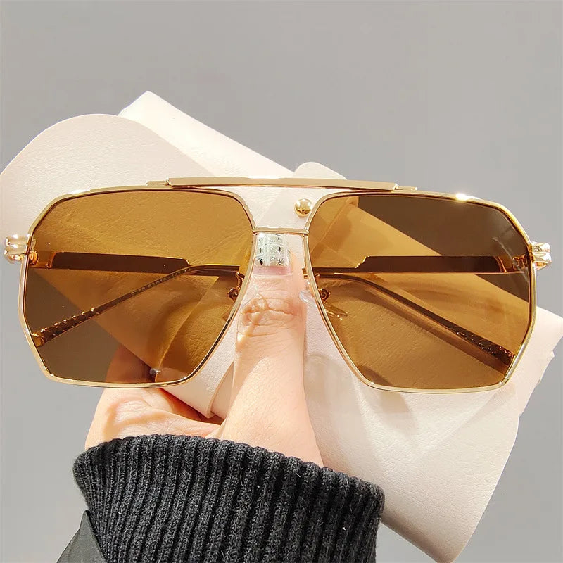 2025 New Fashion Men's Sunglasses Brand Design Square Alloy Frame Trend Retro Outdoor Driving Mirror UV400 Sunshade Sunglasses