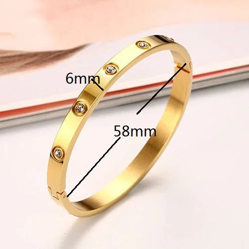 Gold Color Zircon And Cross Nut Nail Bracelet