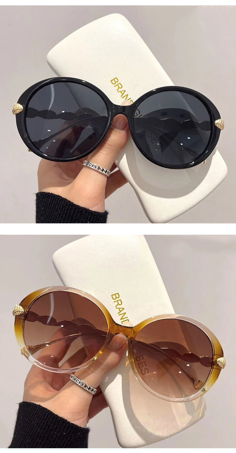Vintage Round Sunglasses Women 2025 Brand Designer Luxury Gradient Sun Glasses Female Punk Frame Retro Eyewear Shades UV400