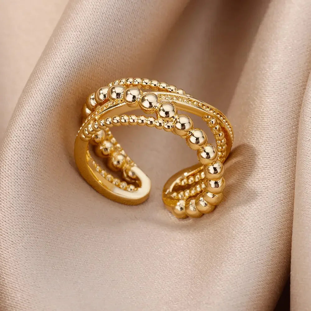 Women's Stainless Steel Heart Ring Gold Waterproof