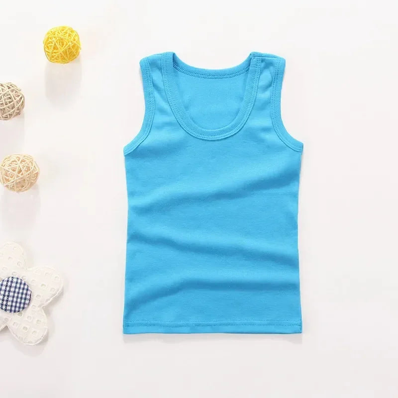 Children Vests T-shirts Summer Boys Girls Cotton Sports Tops
