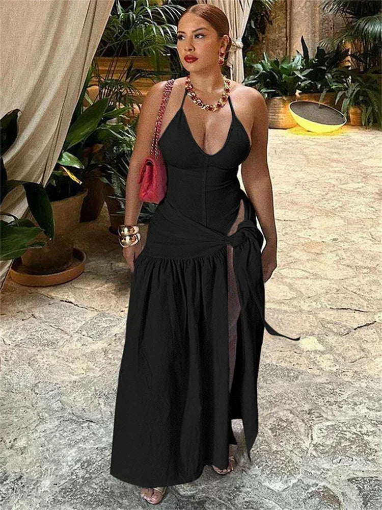 Women 2 Piece Set V-Neck Jumpsuit High Waist Skirt