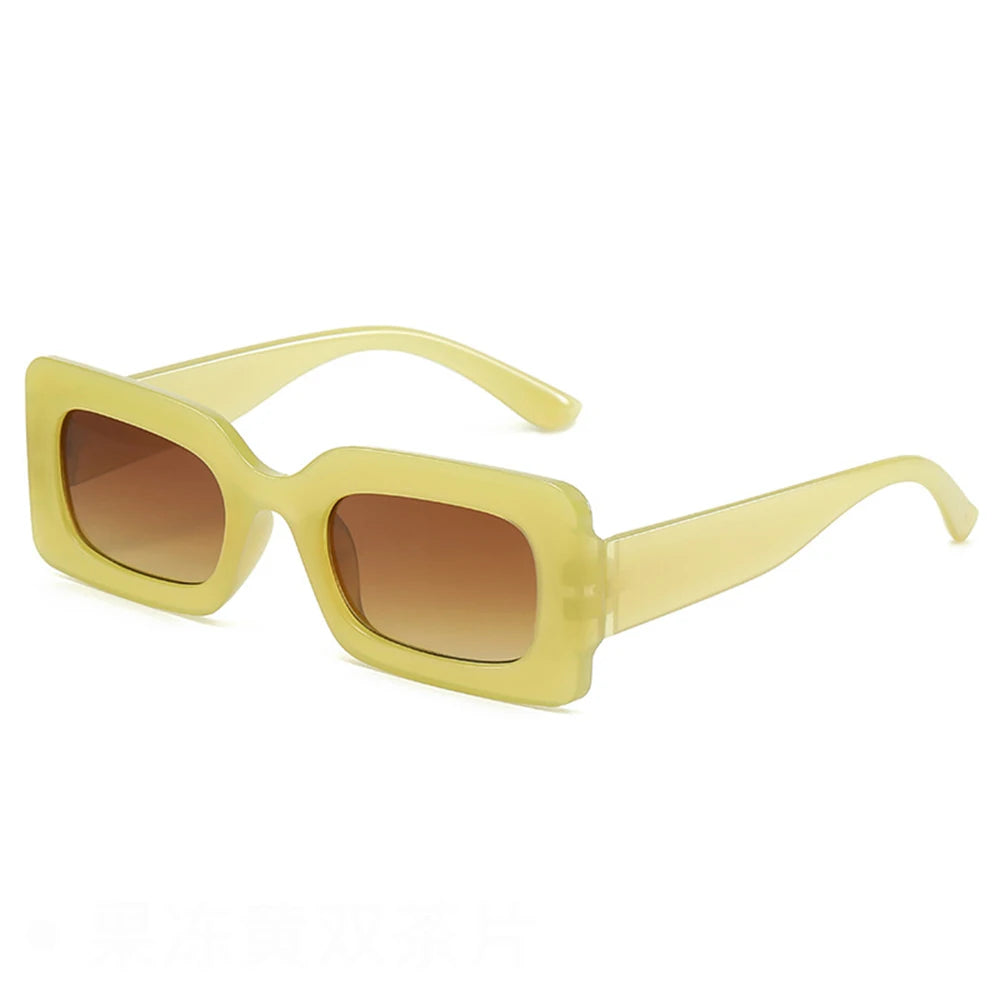 KLASSNU Women Candy Color Retro Sunglasses Large Square Frame Sun Glasses 2025 Trendy Party Eyepiece Anti UV400 Sun Shades