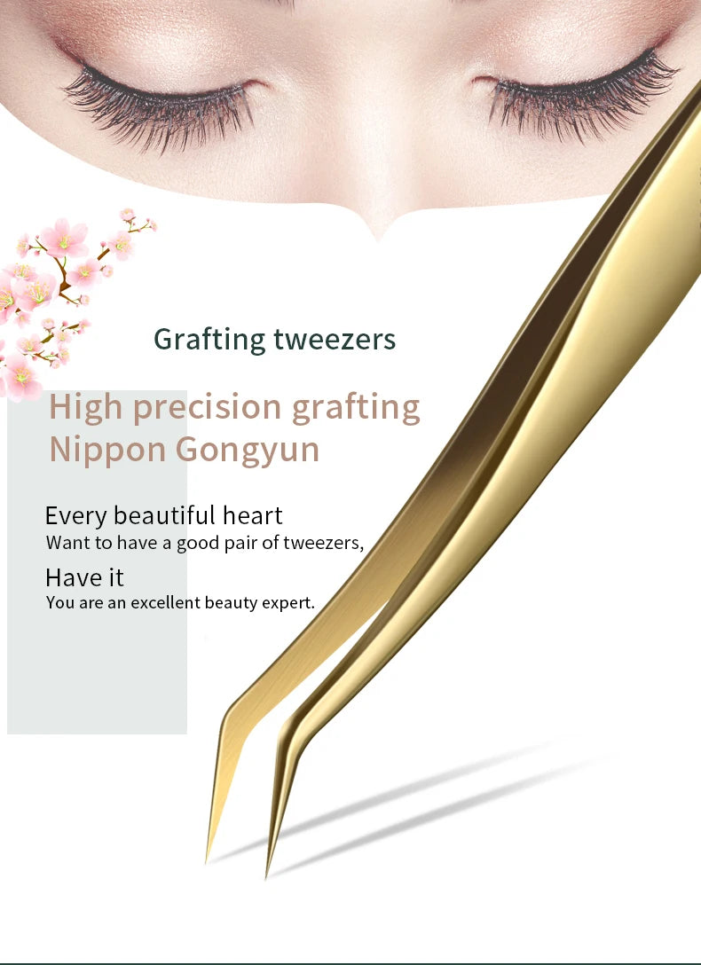 1pcs Anti-static Straight Eyelash Extension Tweezers Industrial Precision Curved Straight Lash Eyebrow Tweezers Makeup Tools