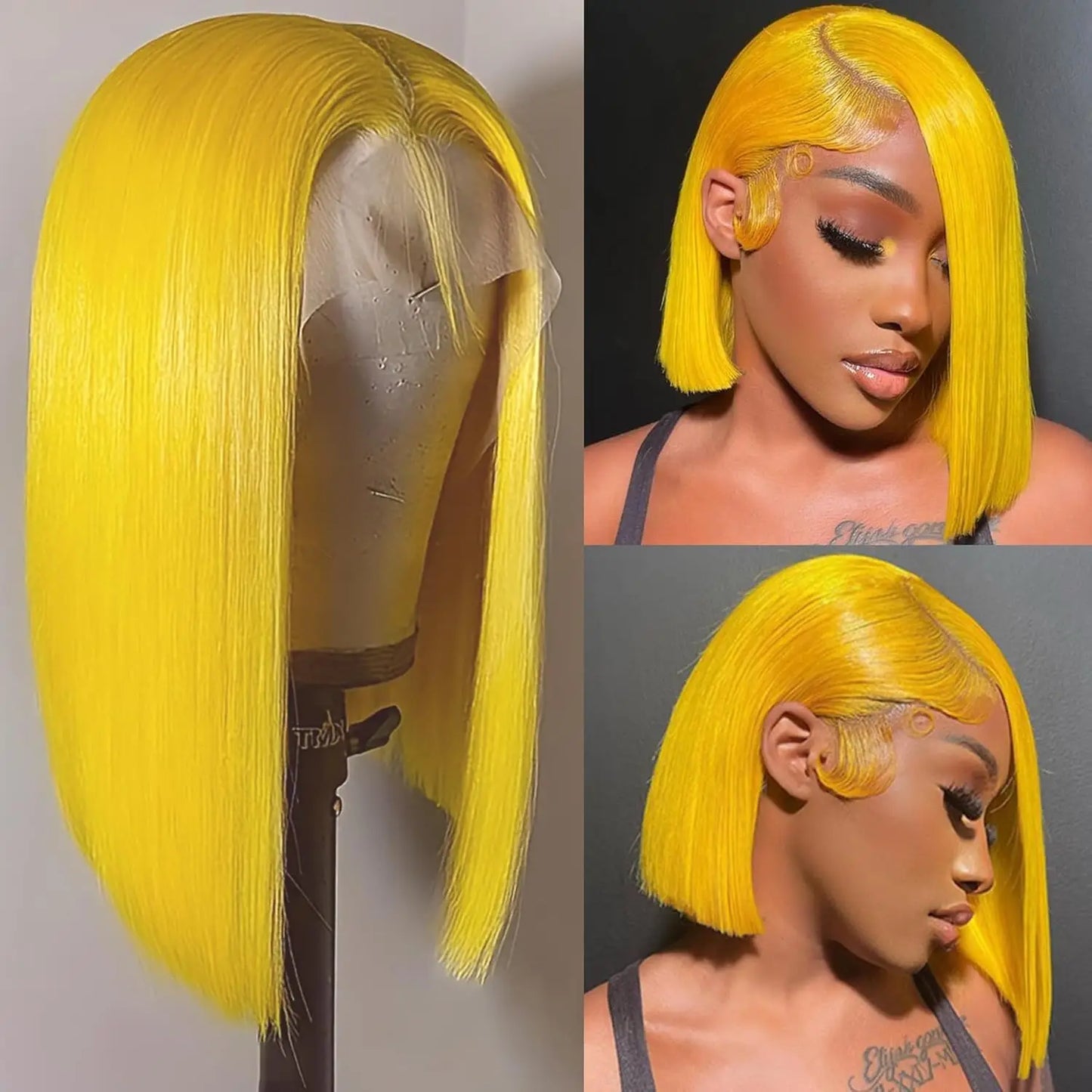 Mint Green Bob Wig Human Hair 200% Density 13x4 Transparent Straight Lace Front Wigs Pre Plucked with Baby Hair for Black Women